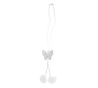 HEROFFIX 1 Pcs Metal Rhinestones Butterfly Hairball Car Rear View Mirror Pendant Accessories Car Hanging Ornament White