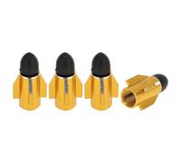 HEROFFIX 4 Pcs Rocket Launcher Style Tire Valve Stem Caps Decorative Tyre Valve Dust Covers 7x28mm Yellow Aluminum Alloy