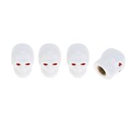 HEROFFIX 4 Pcs Skull Head Shape Tire Valve Stem Caps Decorative Tyre Valve Dust Covers 7x22mm White Plastic Copper