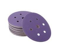 HEROFFIX 50 Pcs Car Wood Sanding Discs Smoothing Hook & Loop Sandpaper for Woodworking, Automotive Refinishing 5.91" 7 Hole 150 Grit Purple Ceramic Abrasive