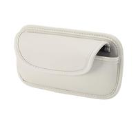 HEROFFIX Car Sunglasses Case Universal Car Visor Eyeglasses Holder Storage Box PU Leather Grey,White 21.5x12cm 1 Pcs