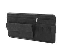 HEROFFIX Car Sunglasses Case Universal Car Visor Eyeglasses Holder Storage Box Suede,ABS Black 31x16.5cm 1 Pcs