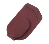 HEROFFIX Car Sunglasses Clip Magnetic Universal Sun Visor Eyeglasses Holder Clip PU Leather Wine Red 11x7cm 1 Pcs