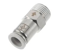 HEROFFIX Push to Connect Air Fittings 15/32" Quick Plug Check Valve Plastic Metal 20mm / 1/2" BSPT 1 Pc White Silver Tone