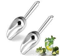 Herogo 3oz Mini ice Scoop Set of 2, Small Stainless Steel Scooper for Candy/Flour/Bean/Pet Food/ Ice Cube, Metal Utility Scoops for Kitchen Bar Party Wedding, Dishwasher Safe & Heavy Duty
