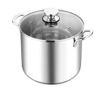 Herogo 8.5L Stainless Steel Stock Pot, 23cm Stock Pot with Visible Lid, Tri-Ply Bottom Cooking Pot with Multiple Heating Sources, Heavy Duty in Stewing, Mirror Polished Soup Pot for Easy to Clean