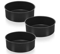 Herogo 8 Inch Cake Tin, Non Stick Round Cake Pan Set of 3, Stainless Steel Baking Tins Set for Birthday Wedding Layer Cakes, Non Toxic Coating and Easy Clean, 7cm Deep and One-Piece Design, 20cm