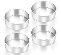 Herogo Cake Tin Set of 4, 6 Inch Round Cake Pan for Baking/Birthday/Wedding/Christmas, Stainless Steel Cake Mould with Mirror Polished, Food Grade & Non-Toxic, Dishwasher Safe