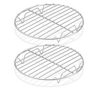 Herogo Cooling Rack Set of 2, Stainless Steel Round Wire Oven Racks for Cooling Baking Cooking Steaming, Rustproof & Smooth Edge, Oven & Dishwasher Safe, Metal Silver (23cm)