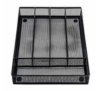 Herogo Cutlery Organiser, 5 Compartments Cutlery Tray, Black Steel Mesh Organiser for Kitchen Drawer, Anti-Slip Utensil Trays for Knife Fork Spoons, 31.8x23.7x5cm (Metal Black)