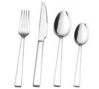 Herogo Cutlery Set, 32 Piece Stainless Steel Flatware Set Service for 8, Mirror Polished Silverware with Fork Spoon Knife, Modern Silver Tableware, Dishwasher Safe, Anti-Rust