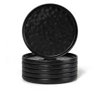 Herogo Dessert Plates Set of 6, Stoneware Tableware Side Plates 8 Inch / 20.3 cm, Reactive Glaze Serving Dish Small Plate for Party, Wedding, Birthday, BBQ, Dishwasher & Microwave Safe - Matte Black