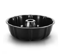 Herogo Fluted Cake Tin, 10 Inch Non-Stick Ring Cake Pan, Carbon Steel Round Baking Tin Tube Mould for Baking, Heavy Duty & Leak-Proof, Non-Toxic, Easy to Clean - Black