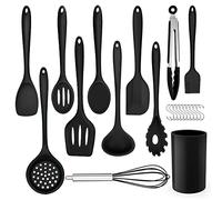 Herogo Kitchen Utensils Set, 22-Piece Silicone Cooking Utensils with Holder, Kitchen Tools Turner Spatula Spoon for Non-Stick Cookware, Heat Resistant & Non-Scratch, Dishwasher Safe (Black)