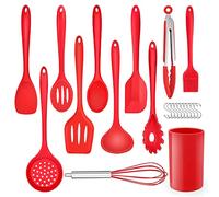 Herogo Kitchen Utensils Set, 22-Piece Silicone Cooking Utensils with Holder, Kitchen Tools Turner Spatula Spoon for Non-Stick Cookware, Heat Resistant & Non-Scratch, Dishwasher Safe (Red)