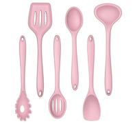 Herogo Kitchen Utensils Set, 6 Pieces Silicone Cooking Utensils Set, Baking Cooking Tools Spoon Turner for Non-Stick Cookware, Non Scratch & Heat Resistant, Dishwasher Safe (Pink)