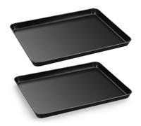 Herogo Non Stick Baking Trays for Oven, Carbon Steel Oven Tray Set of 2, Rectangle Large Baking Sheet Pan for Baking Cooking Roasting, Wrap Resistant & Non-Toxic, 40.3x30.3x2.5 cm