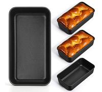 Herogo Non-Stick Loaf Pan Set of 4, Stainless Steel Rectangle Bread Loaf Pans for Baking Meatloaf Brownie Lasagna, 9 x 5 Inch Black Meatloaf Bakeware for Homemade Bread, Oven Safe