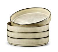 Herogo Pasta Blows Set of 4, 30oz Stoneware Salad Bowl, Sandy Beige