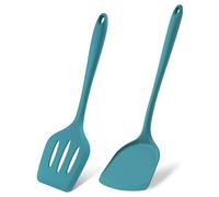 Herogo Silicone Spatula, 2 Pieces Non-Stick Spatula Turner Set for Cooking, Heat Resistant Silicone Slotted Turner Utensils for Cookware Pan, Easy Clean, Dishwasher Safe, Blue