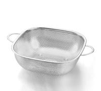 Herogo Square Colander 20cm, Stainless Steel Perforated Wire Sieve with Handle, Fine Metal Sink Mesh Strainer for Kitchen Washing Vegetable/Fruit/Noodle/Food Preparation, Dishwasher Safe