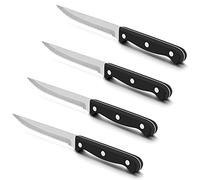 Herogo Steak Knives Set of 4, Stainless Steel Serrated Steak Knife with Ergonomic Handle, Sharp Kitchen Knife for Meat Bread Cutting, Dinner Table Knives Set, Dishwasher Safe