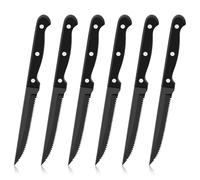 Herogo Steak Knives Set of 6, Stainless Steel Kitchen Knife Set with Ergonomic Handle, Dinner Black Steak Knife with Sharp Serrated Edge, Rustproof & Stain Resistant, Dishwasher Safe