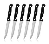 Herogo Steak Knives Set of 6, Stainless Steel Serrated Sharp Dinner Kitchen Steak Knife with Ergonomic Handle, for Home/Restaurant, Dishwasher Safe