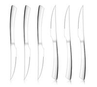 Herogo Steak Knives Set of 6, Stainless Steel Steak Knife Set with Sharp Serrated Edge, Dinner Table Kitchen Knife with Ergonomic Handle, Mirror Polished, Rust Resistant & Dishwasher Safe