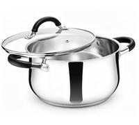 Herogo Stock Pot, 4.5L Stainless Steel Stockpot with Visible Lid, Deep Cooking Pot for Pasta Soup Stew, Fit For Induction/Gas/Electric/Ceramic, Tri-Ply Bottom Base & Heatproof Handle, Dishwasher Safe