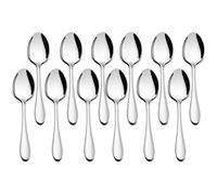 Herogo Teaspoons, Stainless Steel Teaspoons Set of 12, 14 cm Coffee Spoon for Home, Kitchen, Restaurant, Ideal for Coffee, Tea, Dessert, Mirror Finish & Durable, Dishwasher Safe, Metal Silver