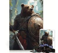 Heroic Bear Warrior Jigsaw 1000 Pieces for Teenagers Logic Skill Precise Edge Family Bond Ideal Decor (50x75cm)