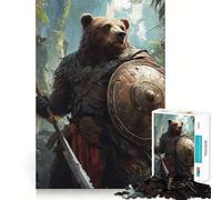 Heroic Bear Warrior Jigsaw 1000 Pieces for Teenagers Logic Skill Precise Edge Family Bond Ideal Decor (50x75cm)