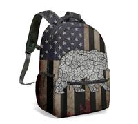 Heroic Firefighter Helmet US Flag 16 Inch Backpack Fireman Flame All Over Print Kids School Travel Rucksack (05)