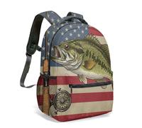 Heroic Firefighter Helmet US Flag 16 Inch Backpack Fireman Flame All Over Print Kids School Travel Rucksack (04)