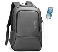 HEROIC KNIGHT Business Backpack for 15.6 Inch Notebook Waterproof with USB Charging Port School Backpack Anti-Theft Casual Daypack for Work Everyday Travel College Grey
