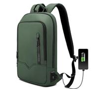 HEROIC KNIGHT Laptop Backpack, Mens Business Tech Backpack with USB Charging Port, Water Resistant Slim Laptop Rucksack, Lightweight Travel College School Bag for Office Work Outdoor-15.6'', Green