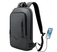 HEROIC KNIGHT Laptop Backpack, Mens Business Tech Backpack with USB Charging Port, Water Resistant Slim Laptop Rucksack, Lightweight Travel College School Bag for Office Work Outdoor-15.6'',Grey