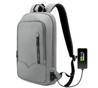 HEROIC KNIGHT Laptop Backpack, Mens Business Tech Backpack with USB Charging Port, Water Resistant Slim Laptop Rucksack, Lightweight Travel College School Bag for Office Work Outdoor (Light Grey)