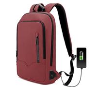 HEROIC KNIGHT Laptop Backpack, Women Business Tech Backpack with USB Charging Port, Water Resistant Slim Laptop Rucksack, Lightweight Travel College School Bag for Office Work Outdoor (Red, 17.3'')