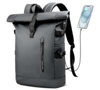 HEROIC KNIGHT Roll Top Laptop Backpack for Men Women Casual Daypack for 15.6, Dark Grey, Modern