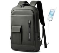 HEROIC KNIGHT Slim Laptop Backpack 15.6 Inch, Business Travel Backpack with USB Charging Port, Water-Resistant Anti Theft Laptop Rucksack, Lightweight Computer Work Bag Daypack For Men Women, Green
