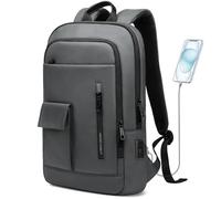 HEROIC KNIGHT Slim Laptop Backpack 15.6 Inch, Business Travel Backpack with USB Charging Port, Water-Resistant Anti Theft Laptop Rucksack, Lightweight Computer Work Bag Daypack For Men Women, Grey