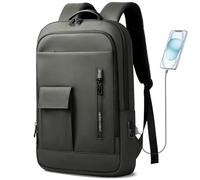 HEROIC KNIGHT Slim Laptop Backpack 17.3 Inch, Business Travel Backpack with USB Charging Port, Water-Resistant Anti Theft Laptop Rucksack, Lightweight Computer Work Bag Daypack For Men Women, Green