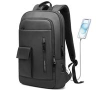 HEROIC KNIGHT Slim Laptop Backpack 17.3 Inch, Business Travel Backpack with USB Charging Port, Water-Resistant Anti Theft Laptop Rucksack, Lightweight Computer Work Bag Daypack For Men Women, Black
