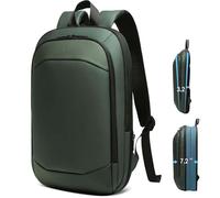 HEROIC KNIGHT Slim Laptop Backpack, Expandable Business Travel Backpack, Water-Resistant Anti Theft Laptop Rucksack, Lightweight Computer Work Bag Daypack For Men Women, Fits 15.6 Inch-Green