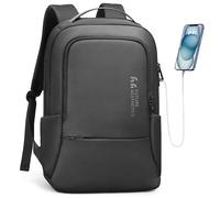 HEROIC KNIGHT Travel Laptop Backpack, 15.6 inch Anti-Theft Business Laptop Rucksack Bag with USB Charging Port, Lightweight Work Daypack Water Resistant Computer Bag for Women Men, Black