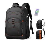 HEROIC KNIGHT Travel Laptop Backpack for Men, 17.3 Inch Expandable Heavy Duty Computer Backpack, Large Business Work Bags with Dual USB A&C Charging Port, Black