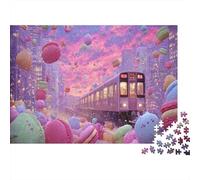Heroic Macaron Train Puzzles 1000 Piece Challenge Toy Adults And over 12 Years Old Puzzle Game Educational Game Home Decoration Gift 52x38cm/1000pcs