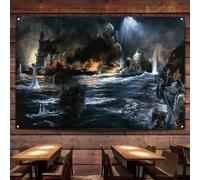 Heroic Voyages of USS Gwin Flag Banner Wall Chart Canvas Painting WW II Military Historical Posters & Prints Wall Art Decoration Tapestry For Room, Classroom, Home, Bedroom,38X57 inches